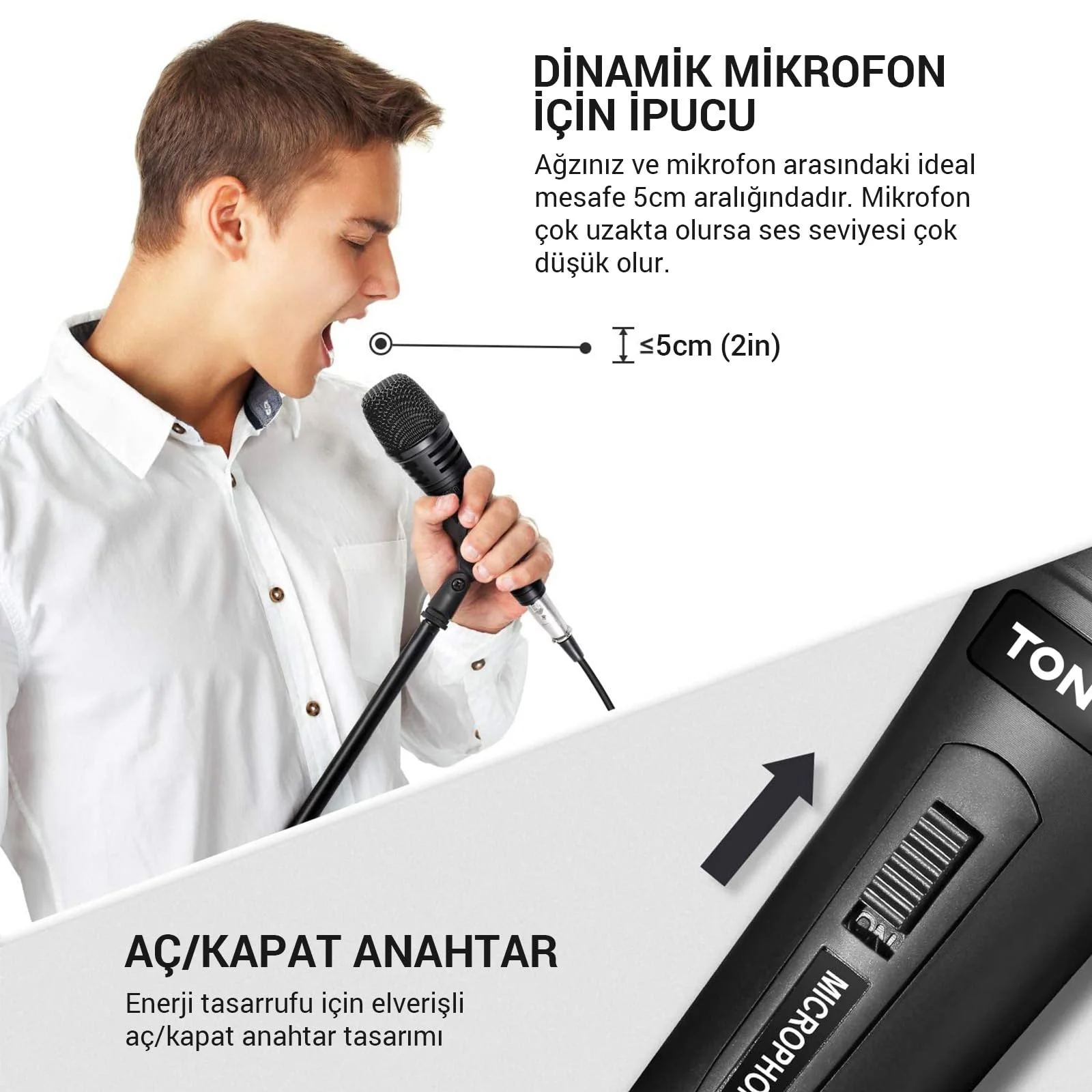TONOR Microfono Dinamico per Karaoke con Cavo XLR 5M(500 cm),Microfoni Professionale in Metallo per Festa in casa, Canto, Parlato,Matrimonio,Mic Cardioide con Jack 6.35mm Compatibile con Altoparlante