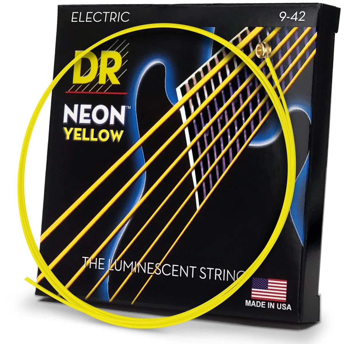 DR String NYE-9 Neon Yellow Set di corde per chitarra elettriche