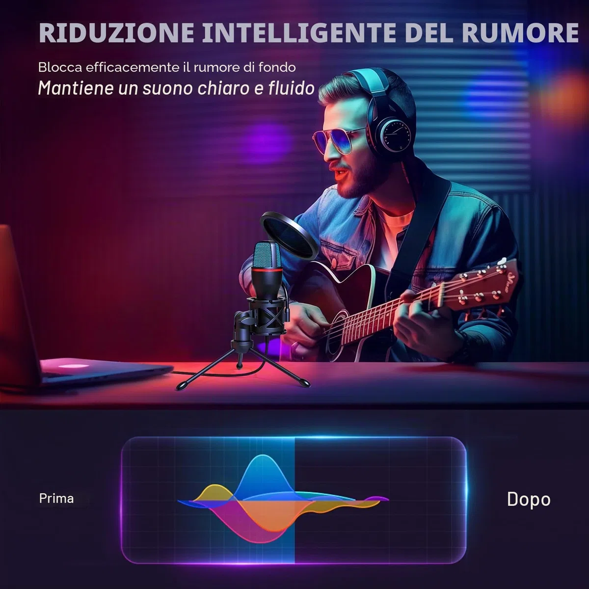 Hoppac Microfono USB PC Microfono Gaming, Micro a Condensatore con Shock-Mount, Filtro Pop e Treppiede, Plug & Play Microfono per PC, Laptop, PS4/5, Streaming, Podcasting, Registrazione