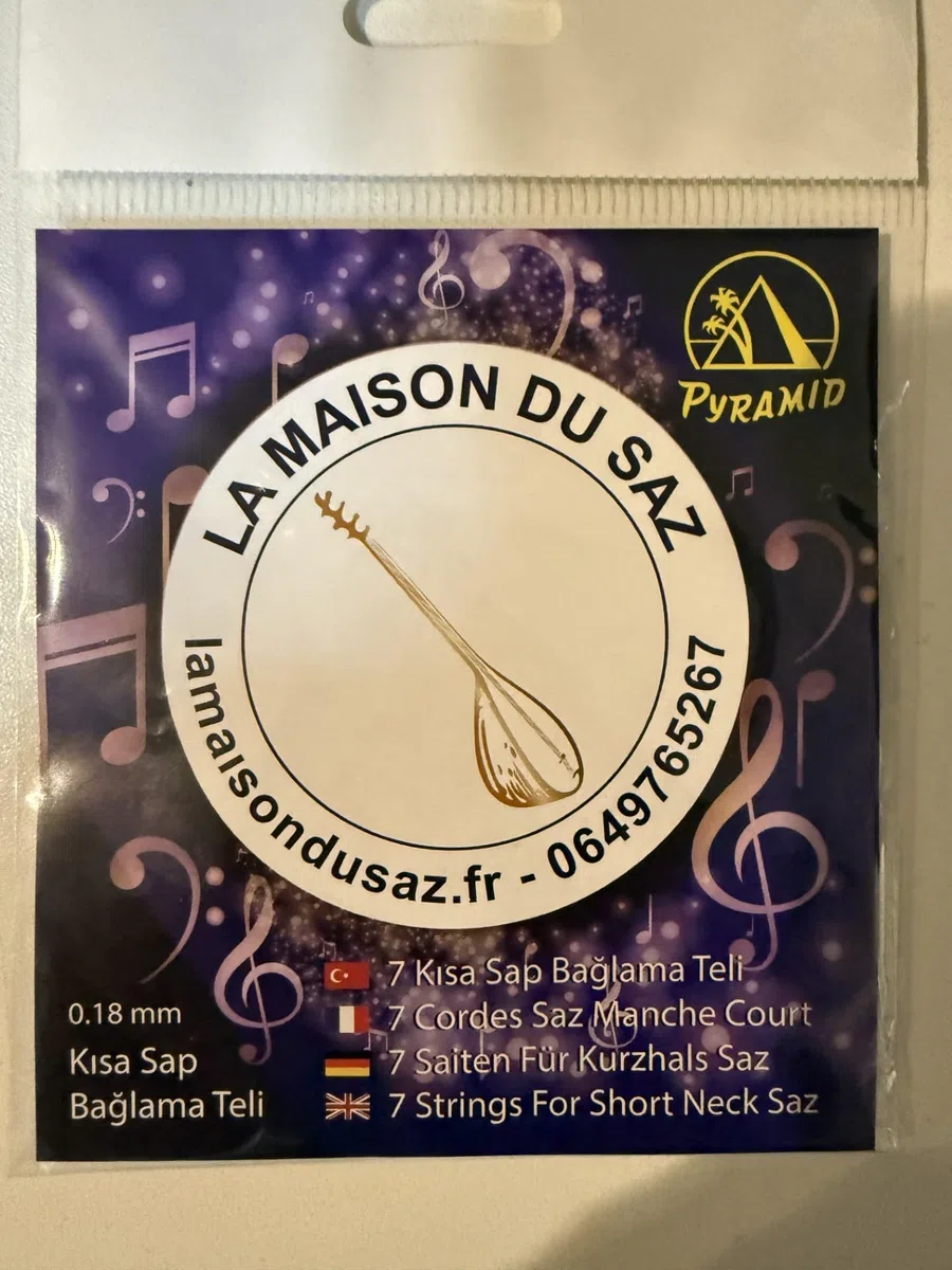Générique Set di 7 corde professionali PYRAMID 0,18 mm per Saz/Ba?lama a manico corto (19 tasti)