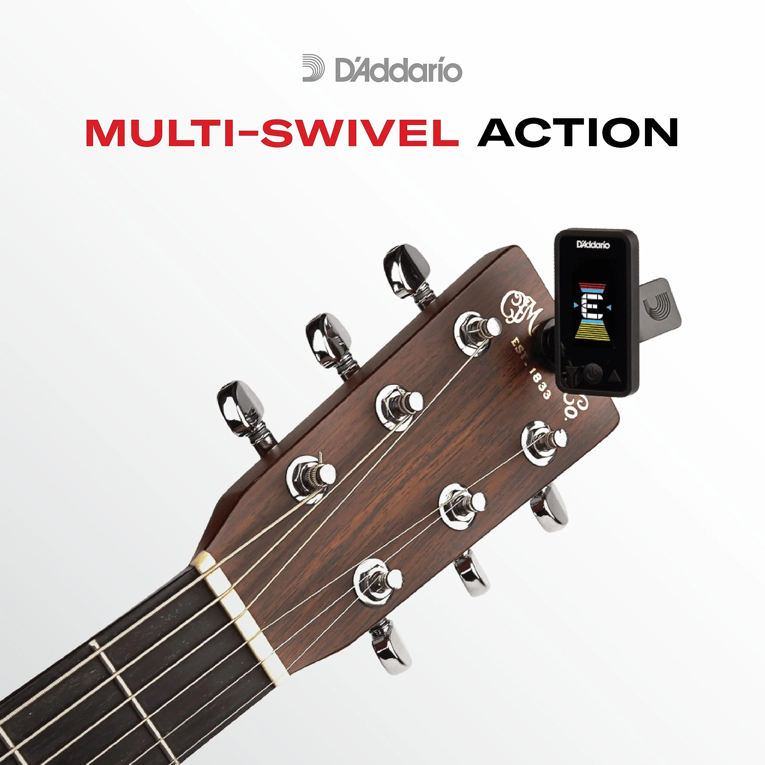 D'Addario Eclipse Accordatore Ricaricabile per Chitarra - Clip per Paletta - PW-CT-27 - Nero
