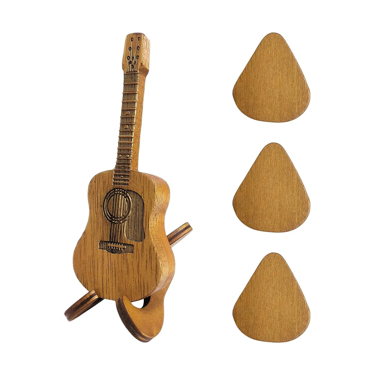 1 Set Di Plettri Per Chitarra, Plettro In Legno, Supporto Per Plettri, Plettro Portatile, Set Di Accessori Per Chitarra