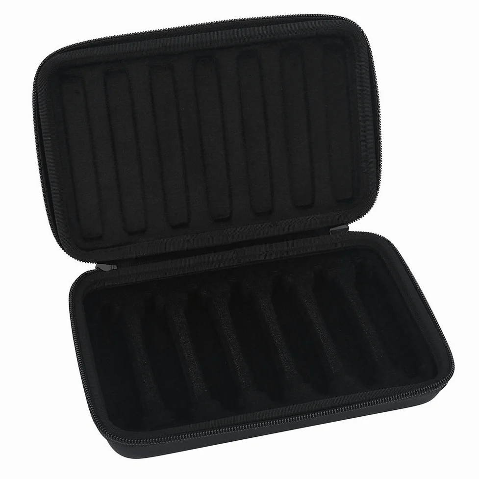 Walfront Custodia per Armonica in Pelle Nera con 7 Slot per Armoniche e Cerniera in PU