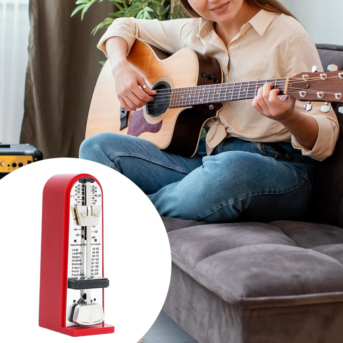 Metronomo meccanico Accurate Track Beat Tempo, metronomo professionale per chitarra ukulele, Rosso
