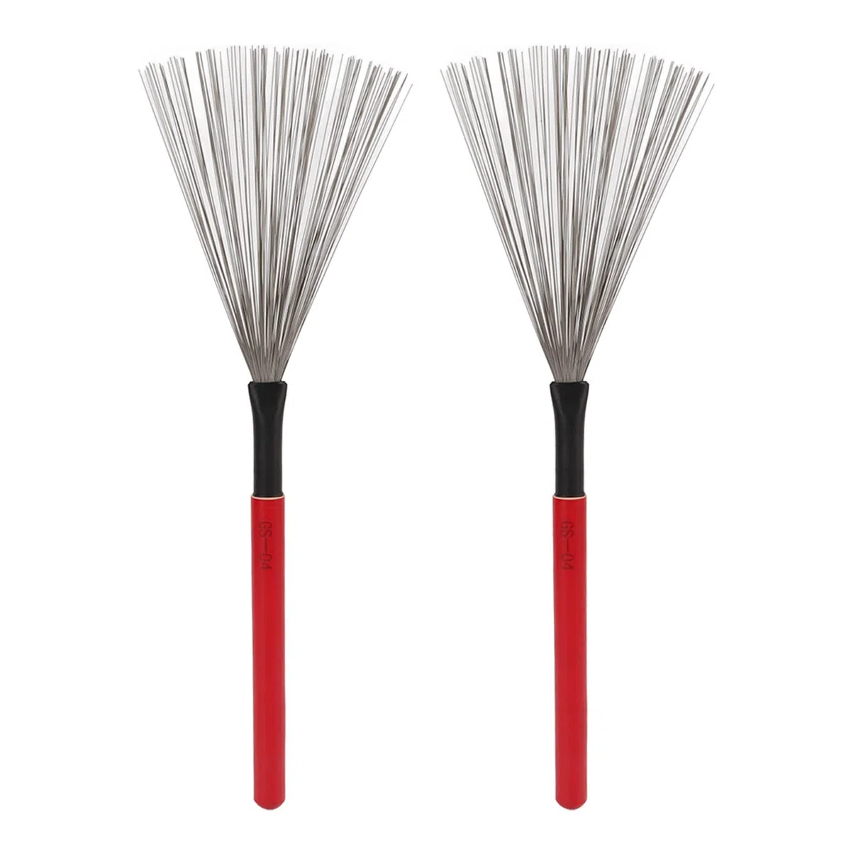 Spazzola per Batteria, Filo di Acciaio, Manico in Legno di Acero, Strumento a Percussione, Kit di Accessori per Strumenti, per Batterista Acustico Cajon (Rosso)