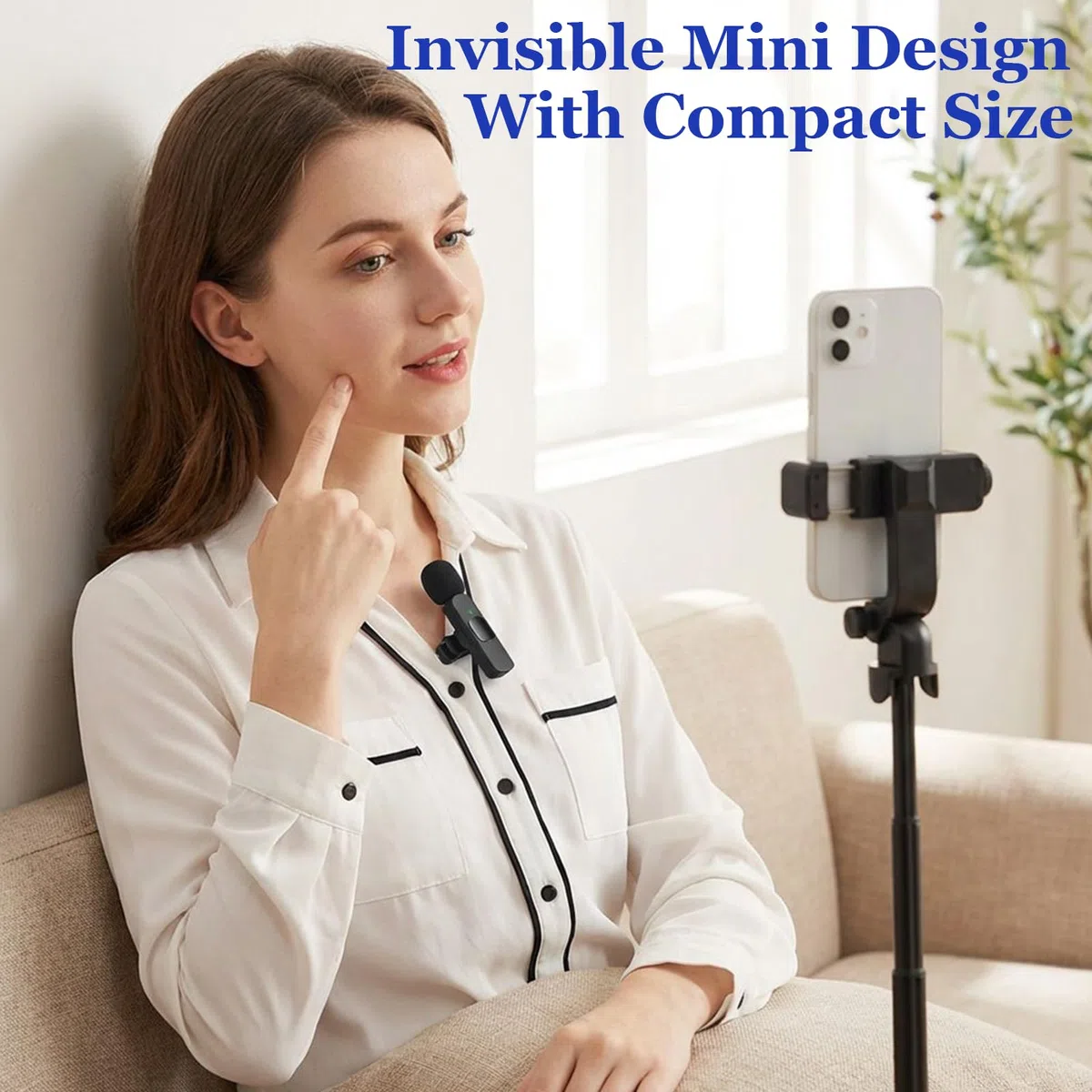 Microfono Lavalier Wireless per iPhone/iPad/Android, 2 Pack Mini Microfono per La Registrazione Video, Cancellazione del Rumore, per Registrazione Video, Live Steam, Intervista, YouTube, TikTok