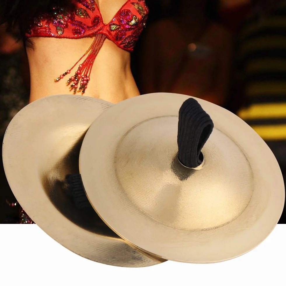 Gold finger piatti in ottone, 2 pezzi danza del ventre in ottone dito Zills/Sagats/piatti, 5 cm/5,1 cm finger Cymbals strumento musicale del ventre danza di
