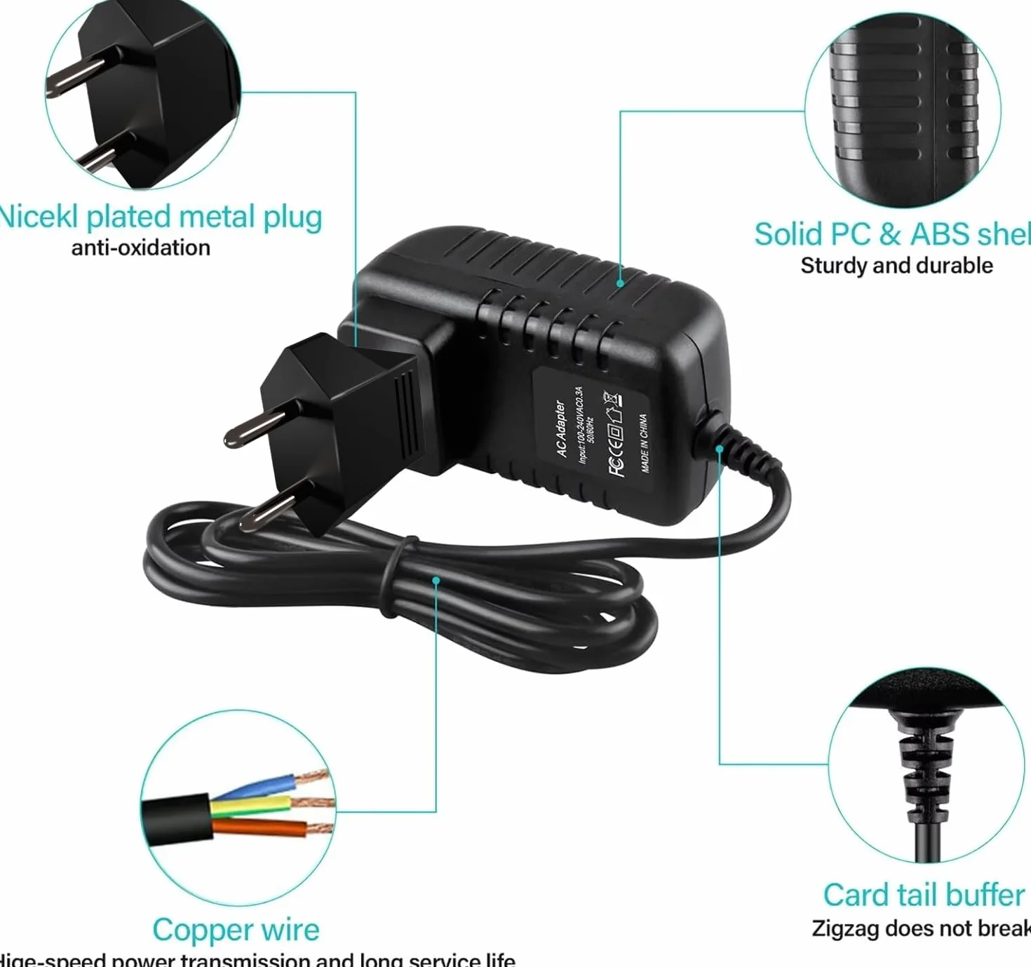 Guy-Tech Adattatore AC/DC da 9,5 V, compatibile con Casio ADE95100 ADE95100L AD-E95100 AD-E95100L AD-E95100LJ AD-E95100LJ AD-E95100LE ADE95100LE Electronic Keyboard Piano World Wide Use Power Supply