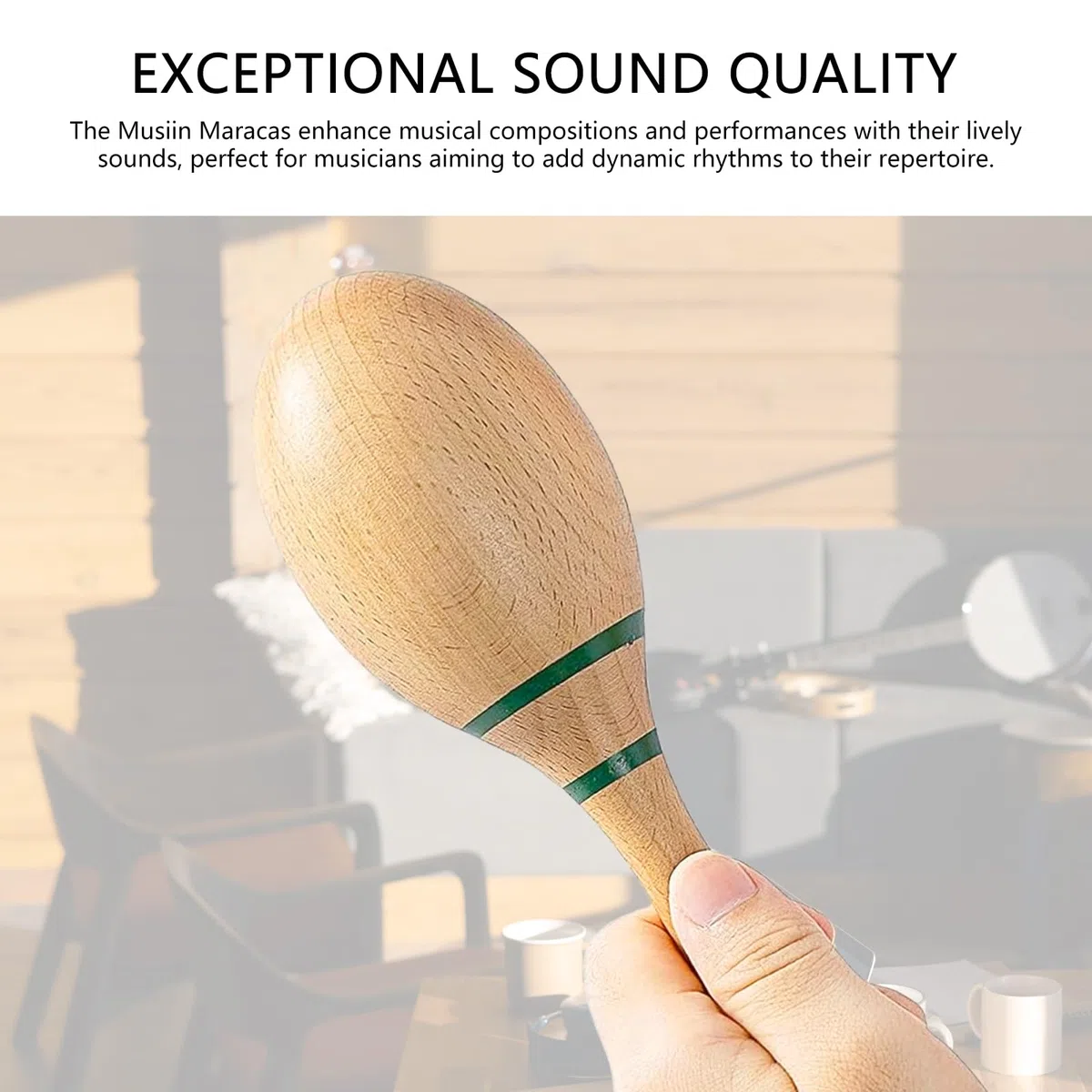 Musiin Vibrant Sound Maracas - Ergonomic Percussion Shakers for Studio, Stage, and Fun(Green label)