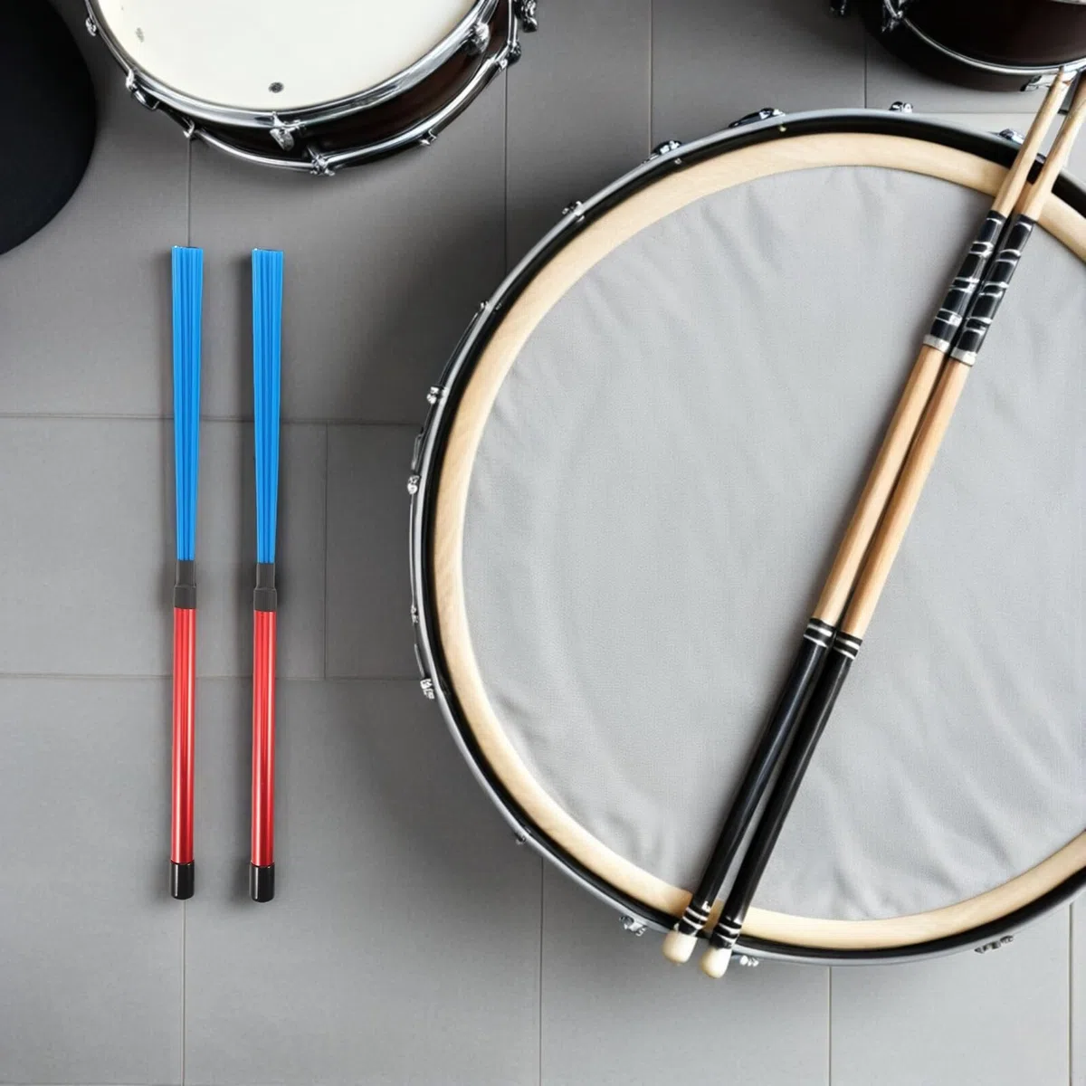 Spazzole Suono e in Nylon Batteria Manico Jazz per Pezzi di Alluminio, Struttura a Fascio, 2 Delicato effidabile Snare Drum e Cajon