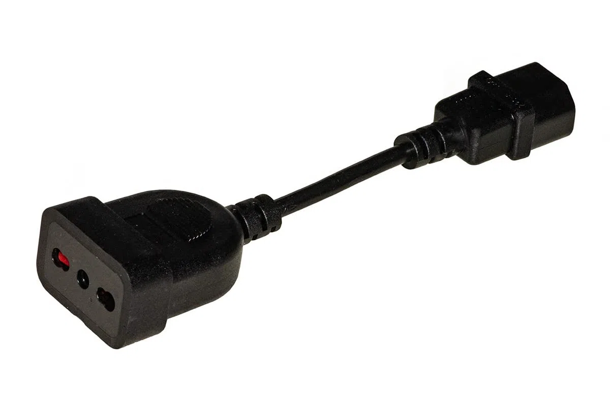 LINK LK10058 - Cavo Adattatore per gruppi di continuità LK10058 (20 cm, nero) – Da presa IEC320-C14 maschio a presa tripolare italiana femmina 10A/16A – Conduttore H05VV-F 0,75 mm²
