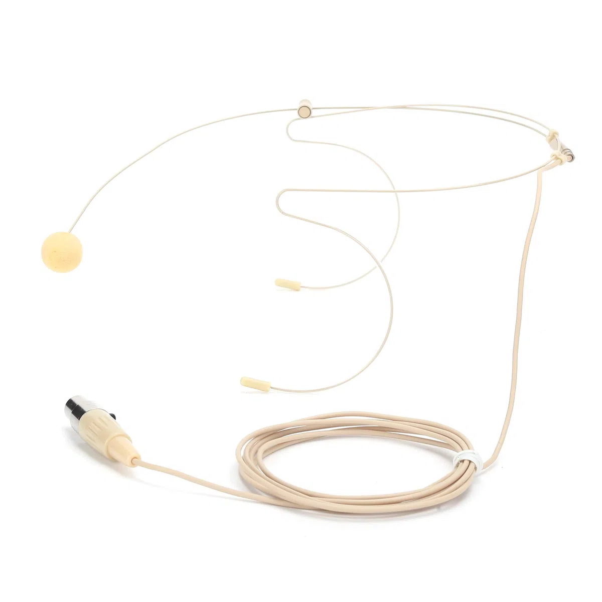 Microfono con Cuffia, Microfono con Curvetta a 3 Pin Microfono a Condensatore Omnidirezionale Beige Microfono Singolo sopra L'orecchio con Testa Capacitiva per Trasmettitore Bodypack