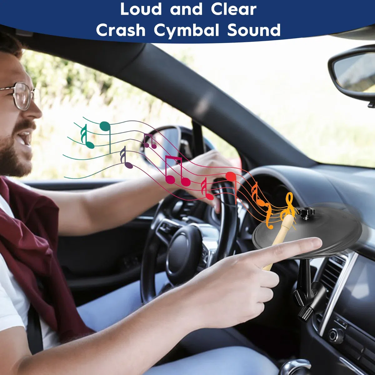 Vasca da crash per auto, mini clip per crash, tamburo a mano, strumenti a percussione, presa d'aria per auto, incidente automobilistico, cymbals, per tutti i tipi di veicoli, 1 campanello per auto