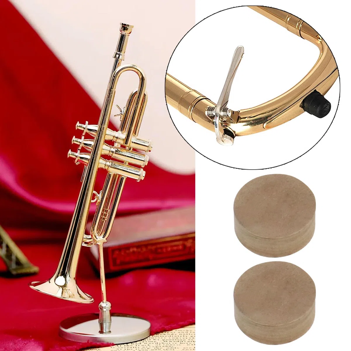 28 Kit di Riparazione Tromba Parti di Manutenzione Strumenti in Ottone Molla di Valvola Tromba Rondelle in Feltro Tampone in Sughero Pistone per Tromba/Corno Tasca in Sib