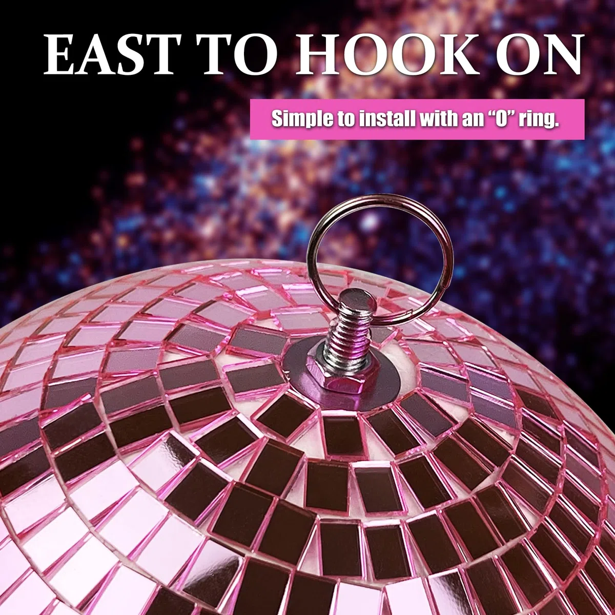 Sfera specchiata Ø 20cm, Palla da Discoteca da appendere, per feste, discoteca e Matrimonio, rosa