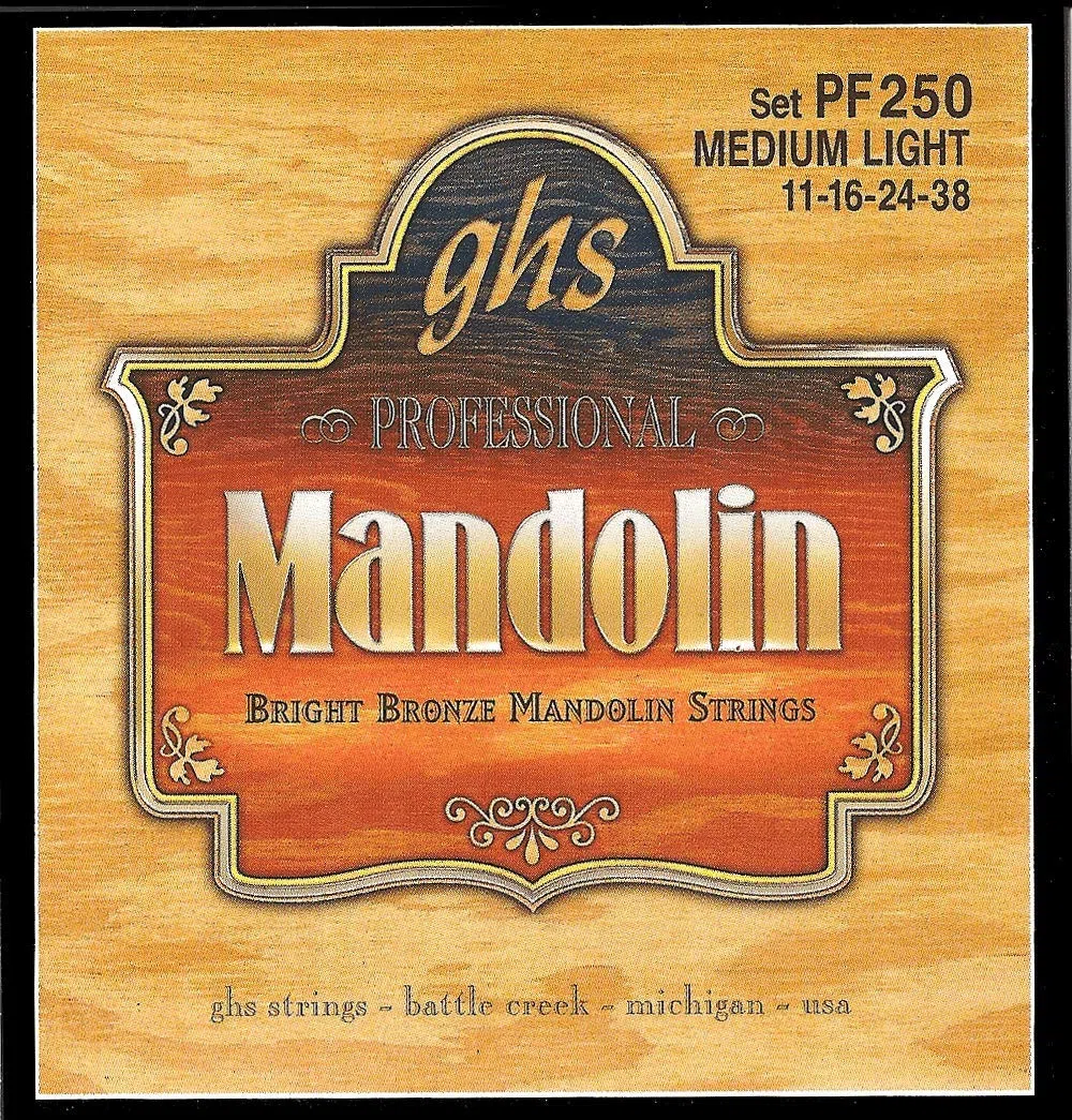 GHS™ Strings »BRIGHT BRONZE™ - PF250 - MANDOLIN« Corde per Mandolino - 80/20 Bronze - Medium Light: 011-038