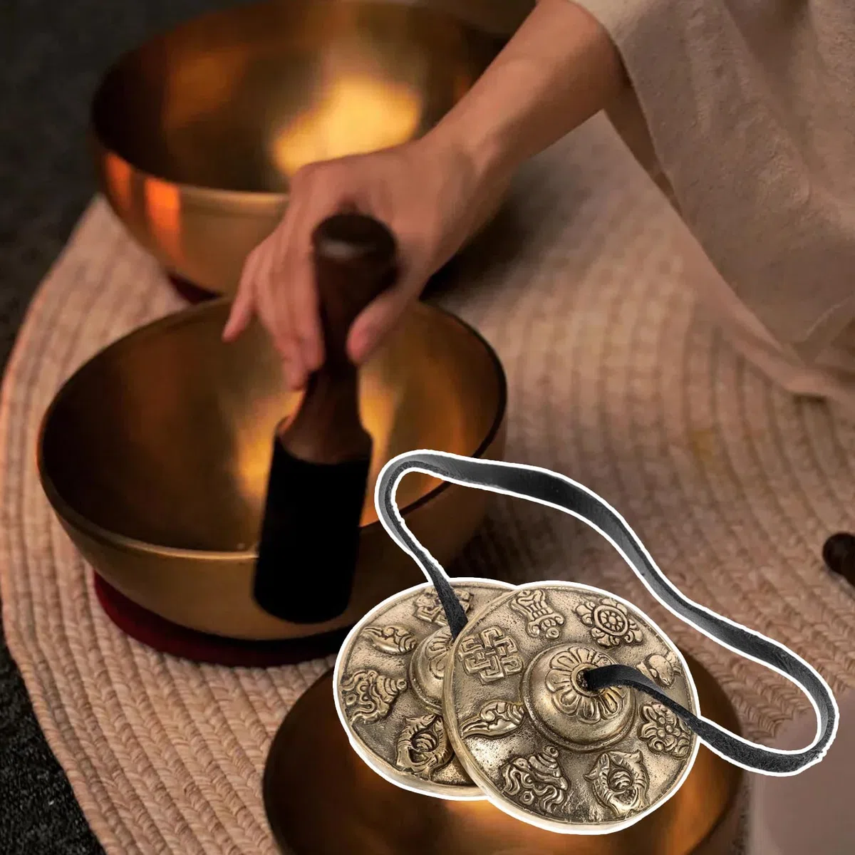 Tibetische Meditationsbecken - Handzimbeln | Ritualbecken Aus Chinesischem | Handpercussion Strumento | Zuhause Auto Tür Erwachsene Thanksgiving Feiertag Geburtstag Freunde