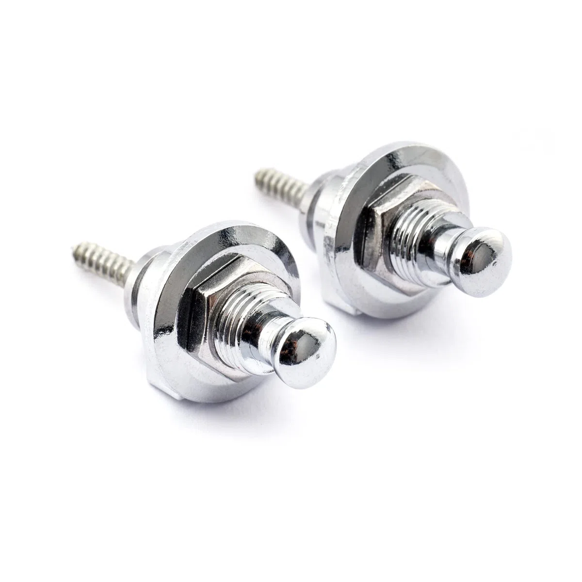 Musiclily Cinghia di bloccaggio per chitarra a testa tonda in metallo, serrature e pulsanti, stile Schaller, per chitarra elettrica acustica o basso, cromato (set da 2)