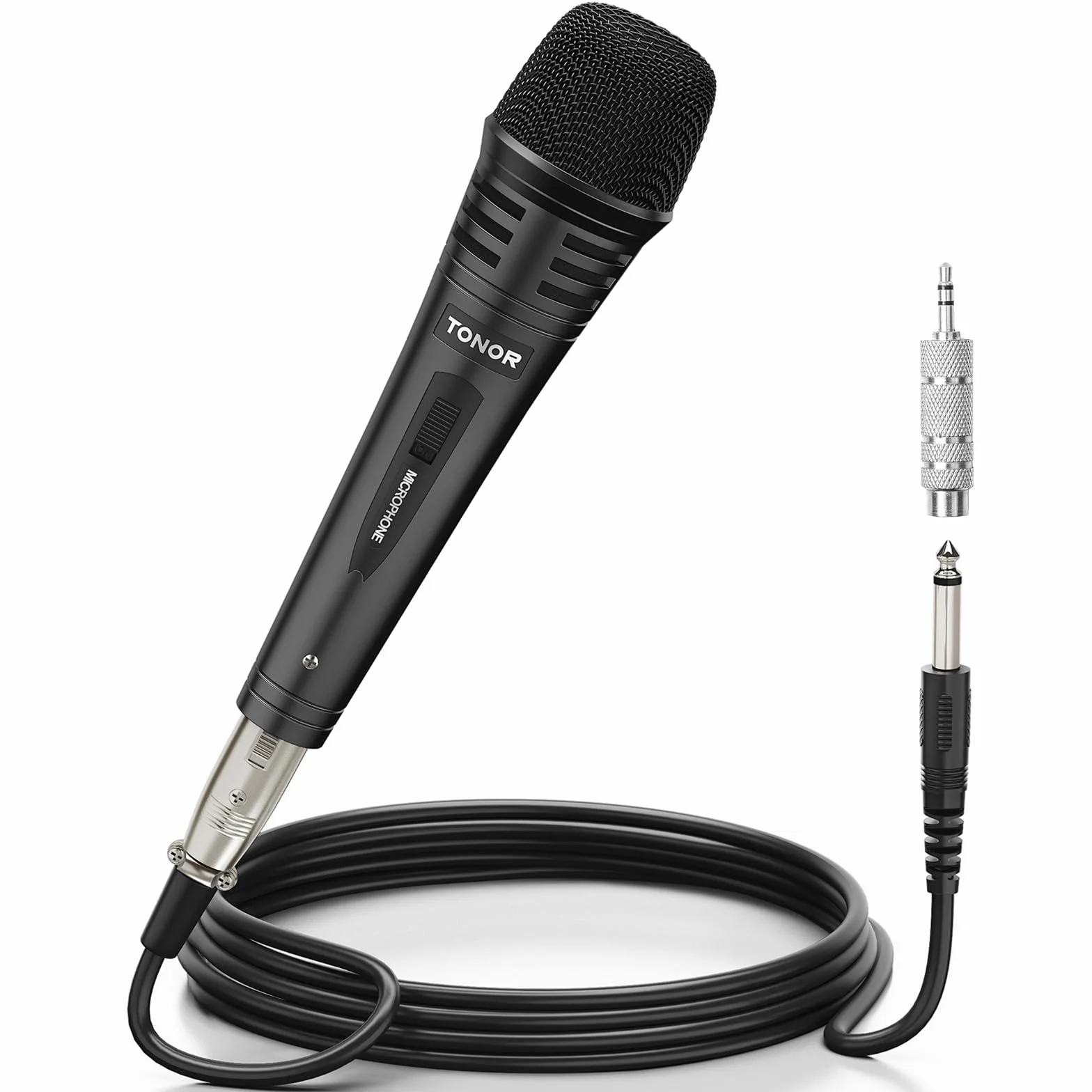 TONOR Microfono Dinamico per Karaoke con Cavo XLR 5M(500 cm),Microfoni Professionale in Metallo per Festa in casa, Canto, Parlato,Matrimonio,Mic Cardioide con Jack 6.35mm Compatibile con Altoparlante