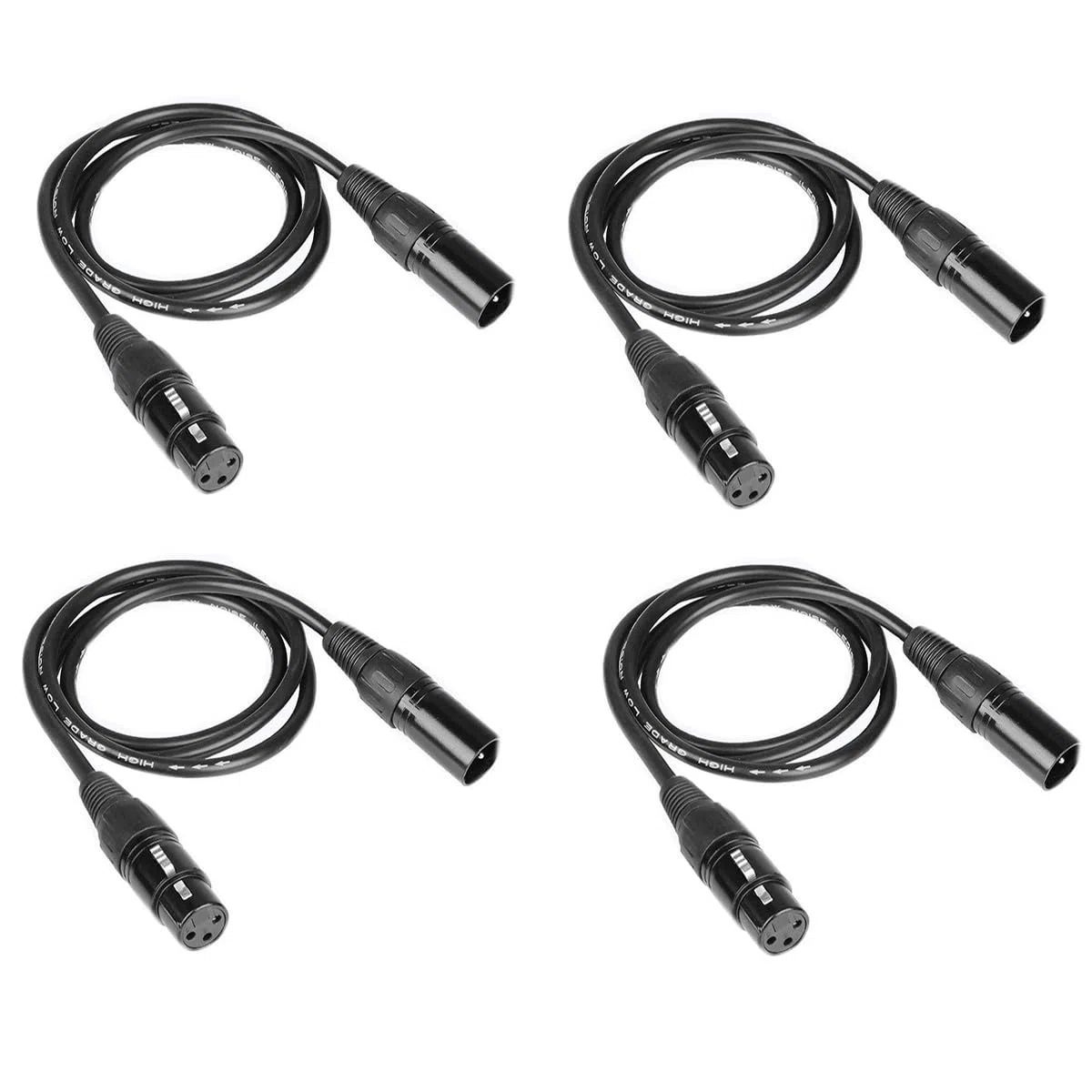 Cavo Xlr 1m corto Xlr 1 metro, Dmx512 Stage Luci 3pin Cannone Maschio Femminile 3 Pin Dmx Cavo, 1m Canon Connettori Cavi Microfoni(4PACK)