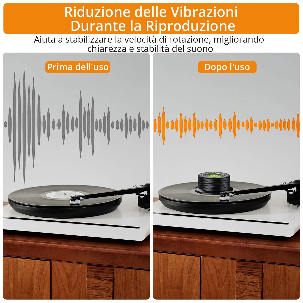 Neoteck Stabilizzatore Giradischi 60Hz in Alluminio, Livella a Bolla Integrata e Indicatore di Velocità (33/45 giri), Pesadischi Stabilizzatore per Giradischi per la Maggior Parte dei Giradischi LP