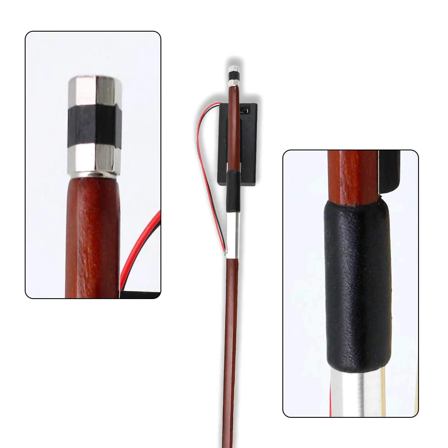 Yinfente - Archetto per violino 4/4 intero con luce LED blu, crine di stallone mongolo naturale, nasetto in ebano con bella intarsiatura in madreperla