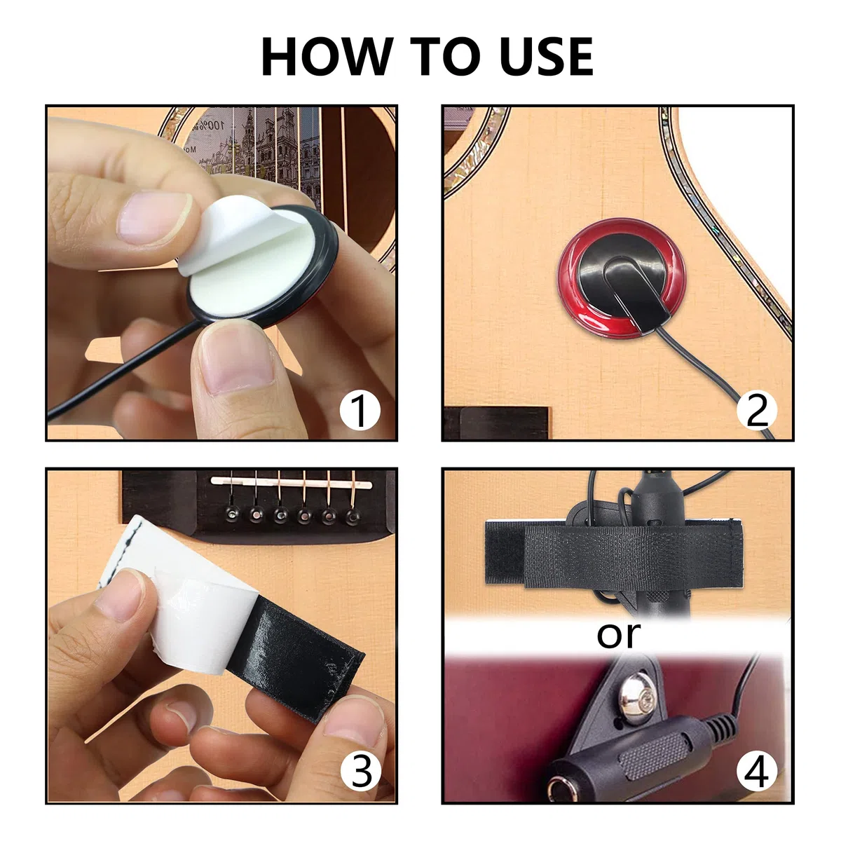 YACSEJAO Microfono a contatto Pickup piezoelettrico Pickup microfono per violino per chitarra, ukulele, violino, mandolino, banjo, Kalimba, basso e trasduttore elettrico acustico con cavo