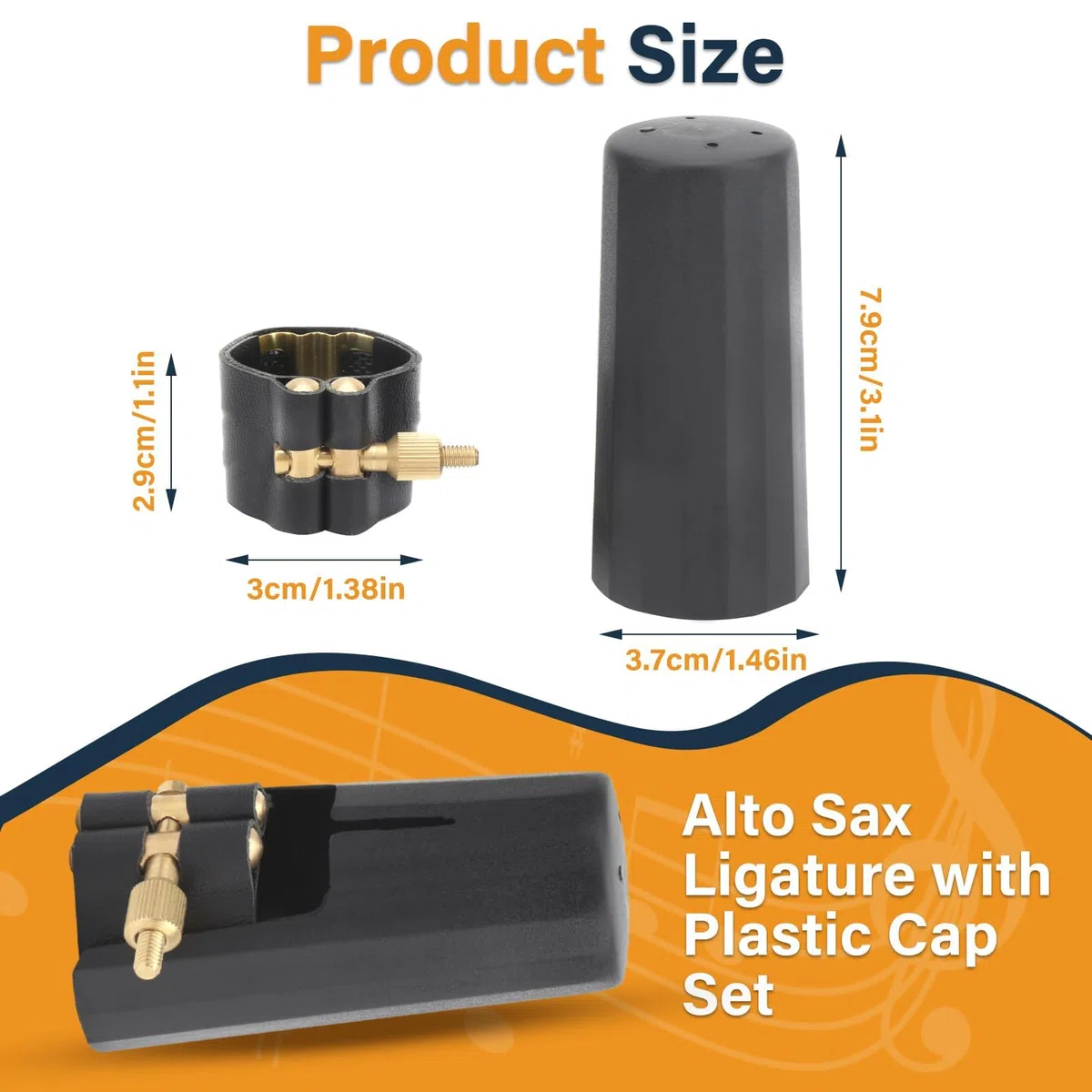 Legatura per Sassofono Contralto, Set di Legature per Sax Contralto Cappello per Sassofono Legatura del Sassofono Contralto con Cappuccio in Plastica per Sassofono Tenore