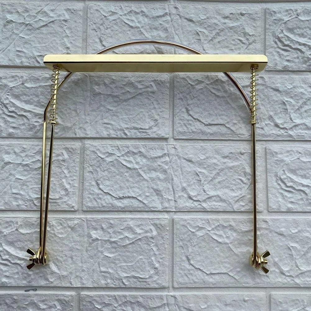 Supporto per armonica a 10 fori, staffa di supporto per armonica in metallo, supporto regolabile per collo (oro)