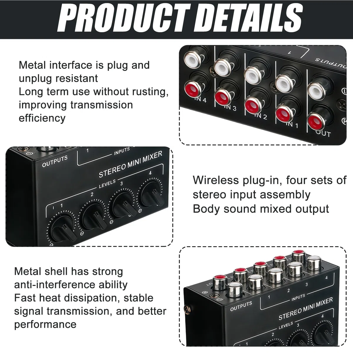 Mixer Stereo, Mixers Audio Passivo, Mmini Mixer Audioixer Passivo, Mini Mixers Stereo Per Dj, Home Theater E Home Studio
