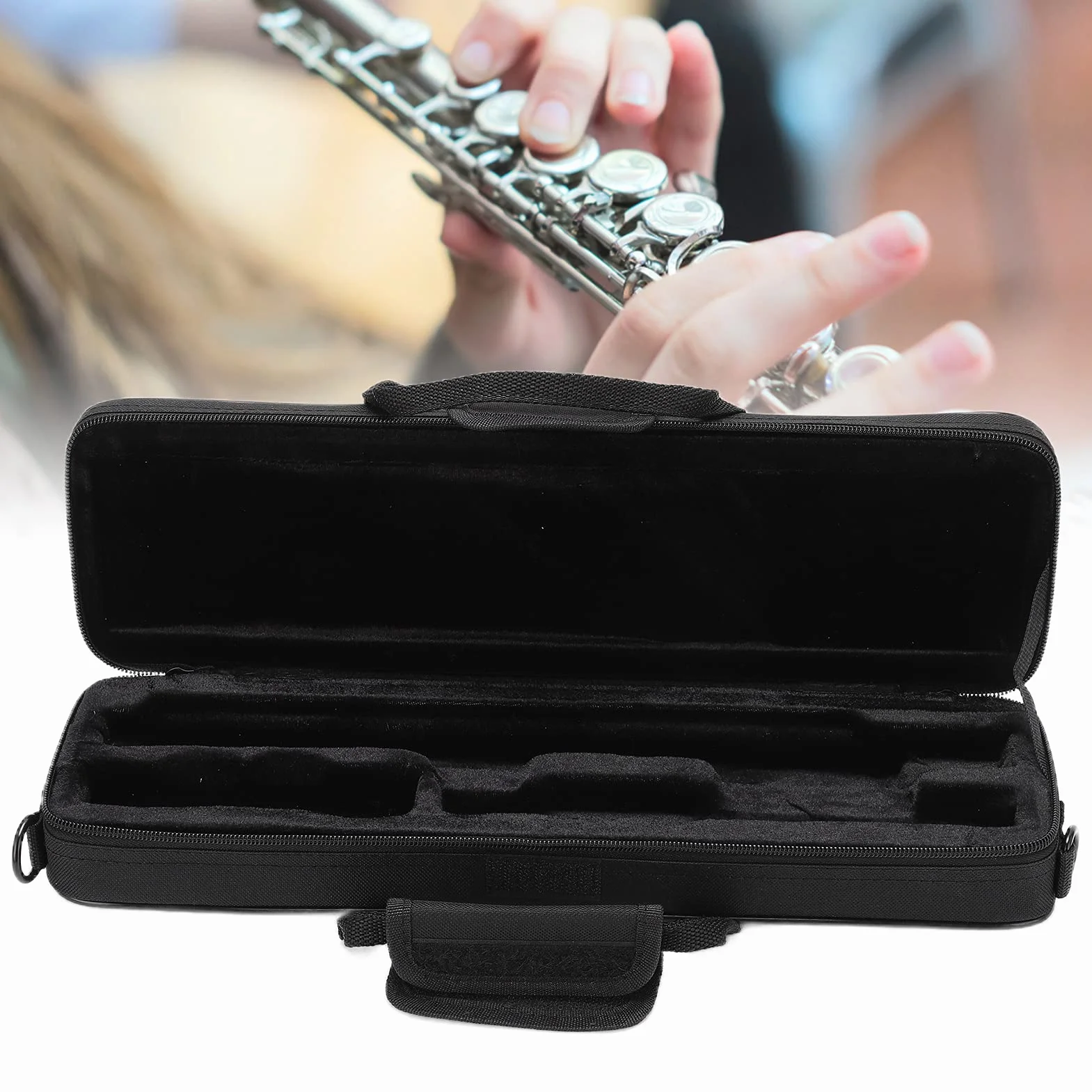 Tiiyee Custodia Rigida per Flauto Traverso, Borsa il Trasporto Della Custodia per Flauto Custodia Leggera per Flauto con Tracolla Regolabile Tasca Esterna Borsa per il trasporto Portatile per 16 Hol