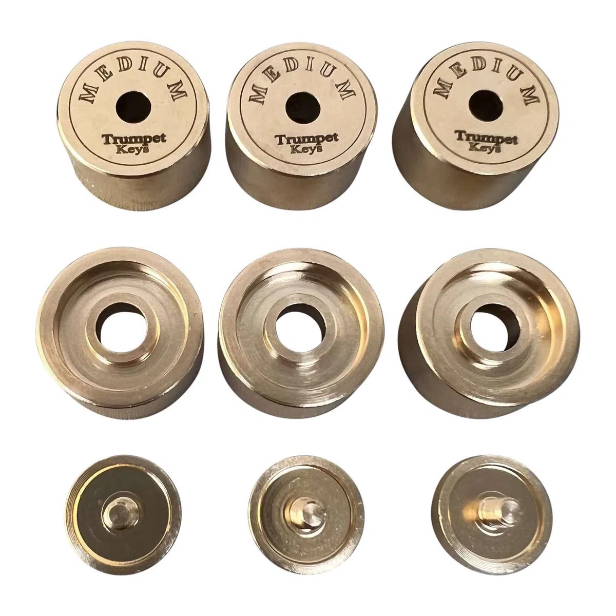 Realizzato con tappi valvola per trombe in ottone per gli appassionati di tromba. Eleganti trombe in metallo con bottoni a dito