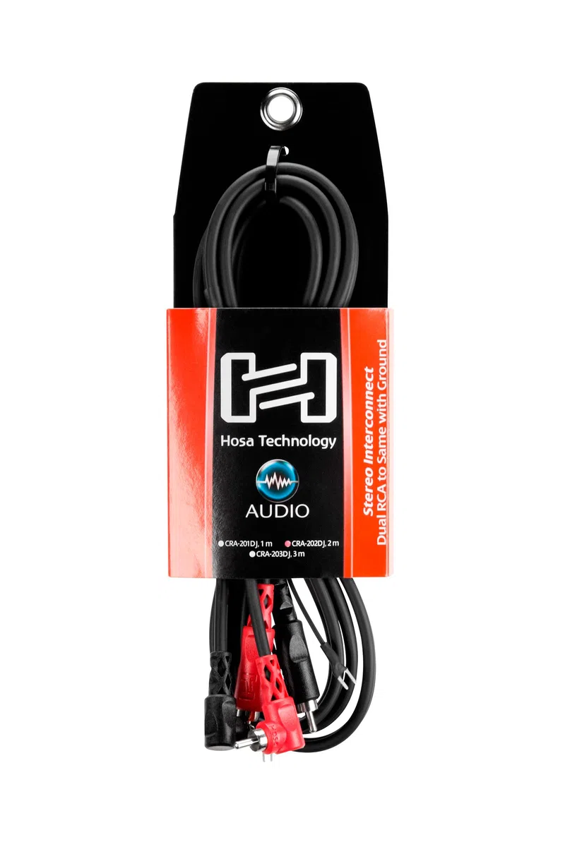Hosa CRA-202DJ, Stereo Interconnect, Dual RCA to Same with Ground Wire, 2 m