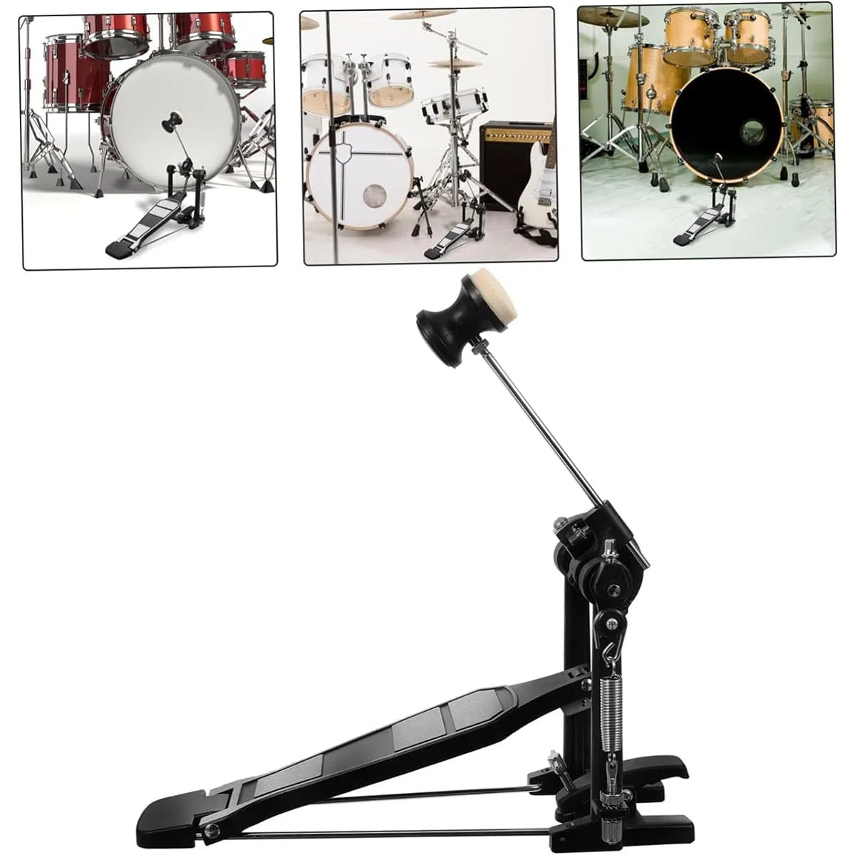Battente per Batteria per Pedale Doppio grancassa Maniglia in Acciaio Inossidabile da 180 mm Accessori per Parti di percussioni per Batteria - Confezione da 2
