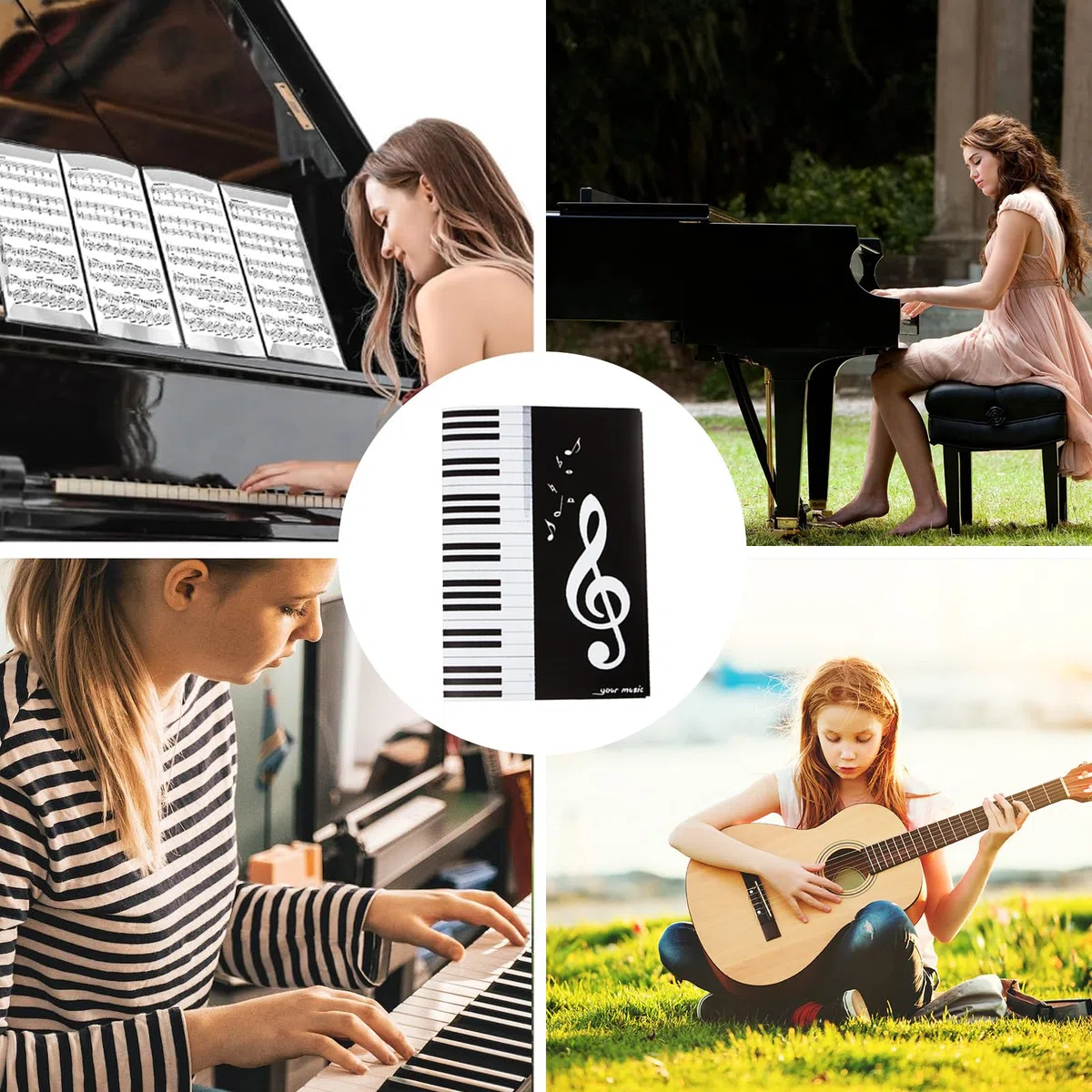 Raccoglitore Porta Spartiti Musicali 6 Pagine Cartelle per Musicisti Impermeabile Cartella per Spartiti Porta Documenti Musicale per Pianoforte Chitarra Violino Carta Documenti Amanti