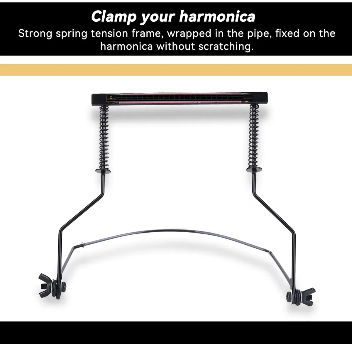 Supporto per Armonica, Morsetto per Armonica a 10 Fori Regolabile Accessorio di Supporto per Armonica in Metallo Supporto per Rack per Collo per Armonica