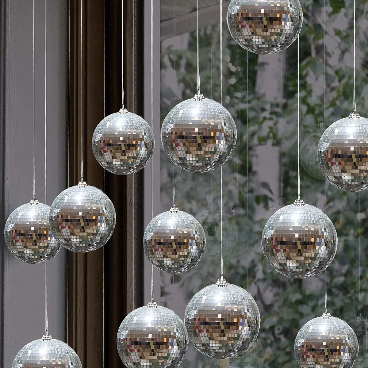 2 sfere sfaccettate a specchio, palline di Natale, sfera a specchio, per feste, ornamento decorativo per la decorazione di Natale, festa, decorazione per la casa, 10 x 10 cm