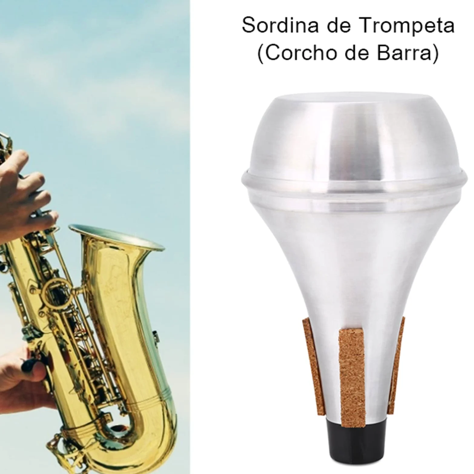 Sordina per Tromba, Strisce di Sughero in Lega di Alluminio Durevoli Portatili Pratica Accessorio per Tromba per Strumenti Musicali Muti