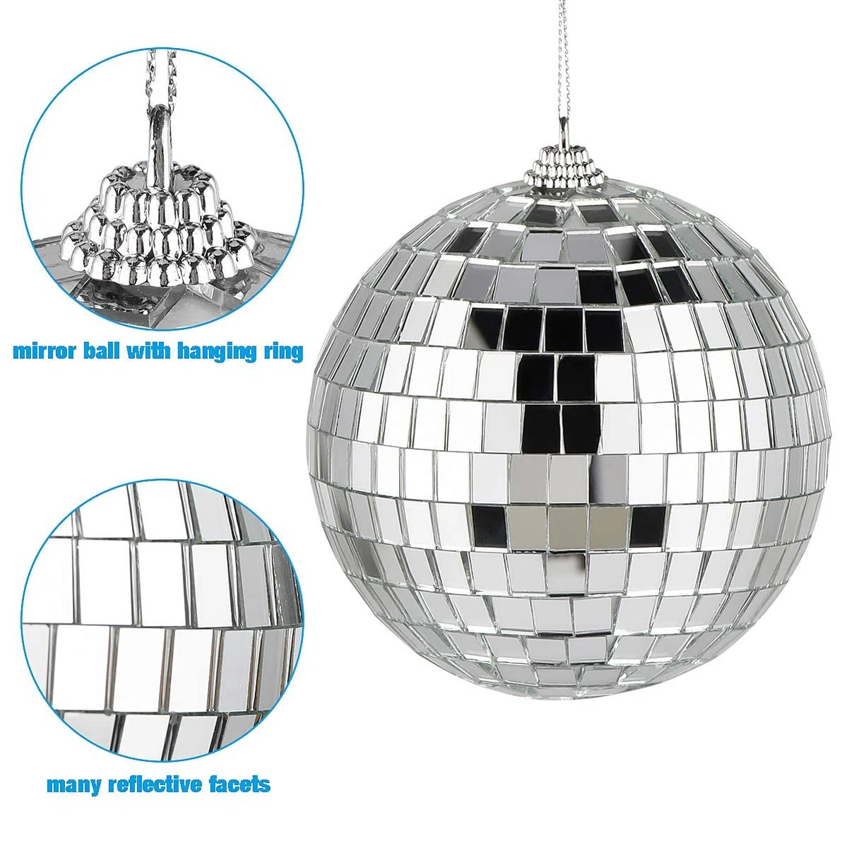 2 sfere sfaccettate a specchio, palline di Natale, sfera a specchio, per feste, ornamento decorativo per la decorazione di Natale, festa, decorazione per la casa, 10 x 10 cm