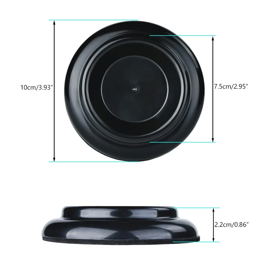 Ncheli Sottopiedi Pianoforte 4 Pezzi Nero, Tappetini per Ruote con Base EVA Antiscivolo, Protezione Pavimenti Parquet e Moquette, 10cm Grandi per Mobili Pesanti, Plastica Resistente