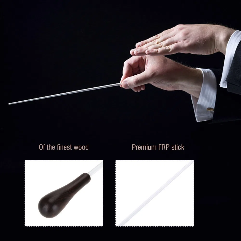 Bacchetta da direttore d’orchestra, con manico in ebano, 38 cm, per concerti, sinfonie, cori, bande musicali.