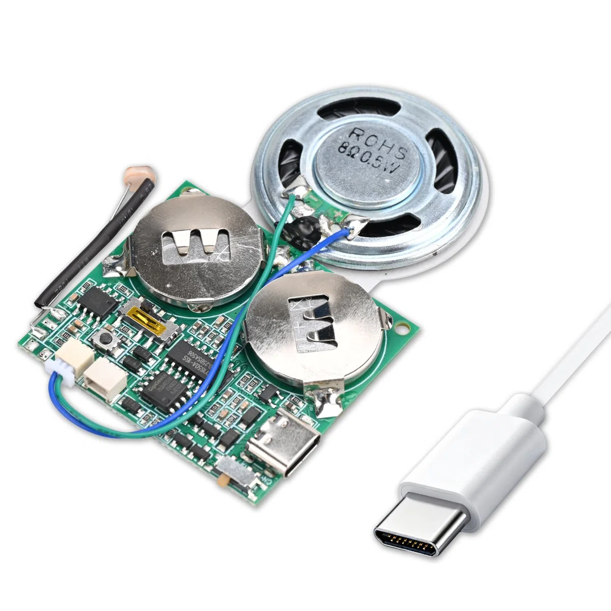 DONGKER Modulo Audio con sensore di luce, Modulo vocale scrivibile MP3 8MB memoria, micro USB per biglietti di auguri fai da te, regali creativi modellini fai da te biglietto d'auguri Regalo di festa