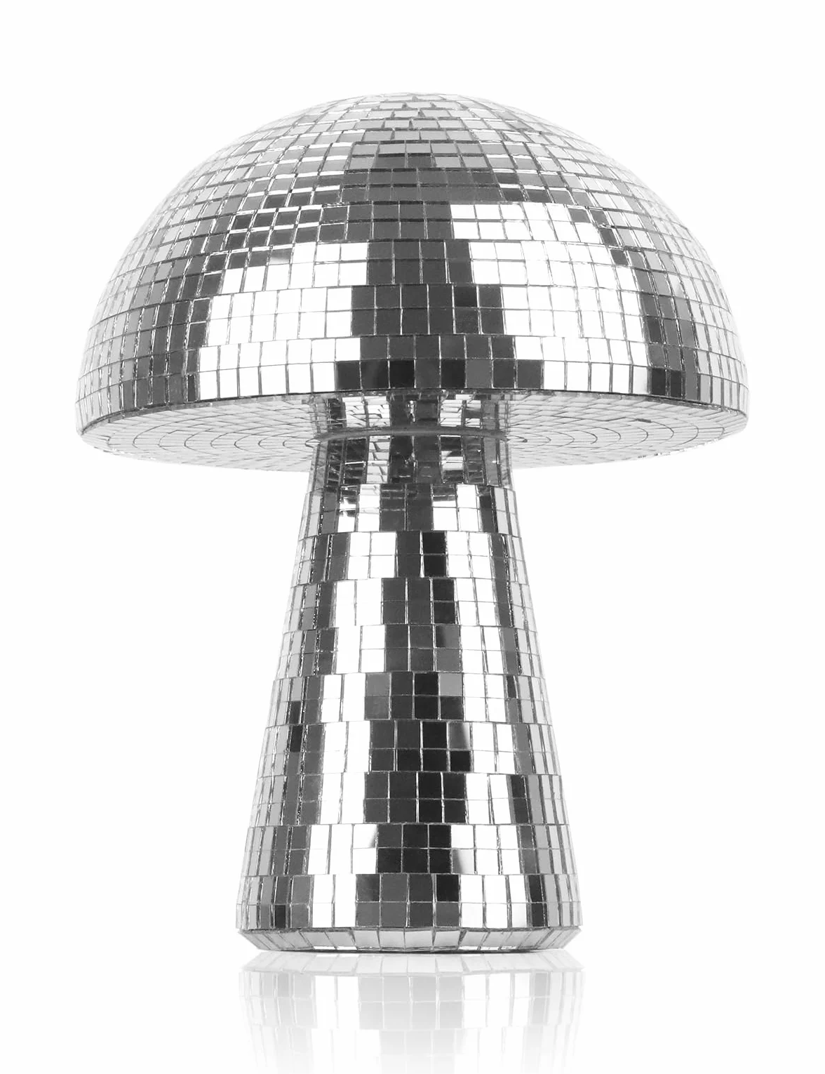Palla da Discoteca a Specchi Fungo 15 × 18 cm – Mirror Ball per Feste, DJ, Matrimoni, Decorazione Casa (Argento)