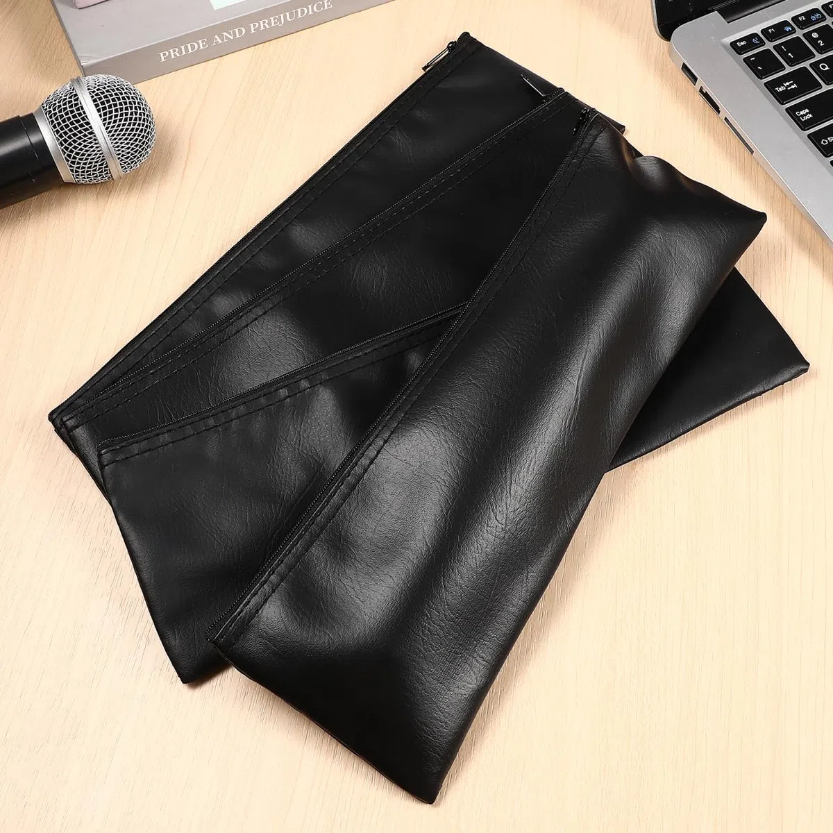 Toddmomy Custodia Microfono Portatile 12X4X0.2 Pollici Con Zip Resistente All'Usura Borsa Di Stoccaggio Protezione Polvere Graffi Per Microfoni Piccoli Viaggi Uso Esterno