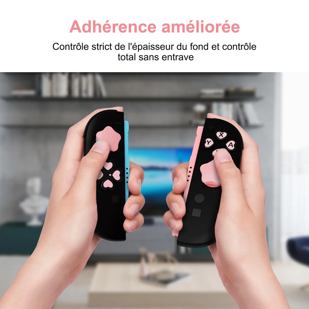 Simpatico set di tappi per pulsanti in silicone, adesivi per pulsanti Nintendo Switch 2, NS2, tappi per joystick NS2 (cuore rosa nero)