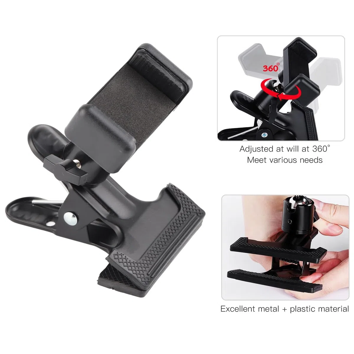 Clip per chitarra universale, supporto per cellulare, clip regolabile, per chitarra, chitarra elettrica, basso, ukulele