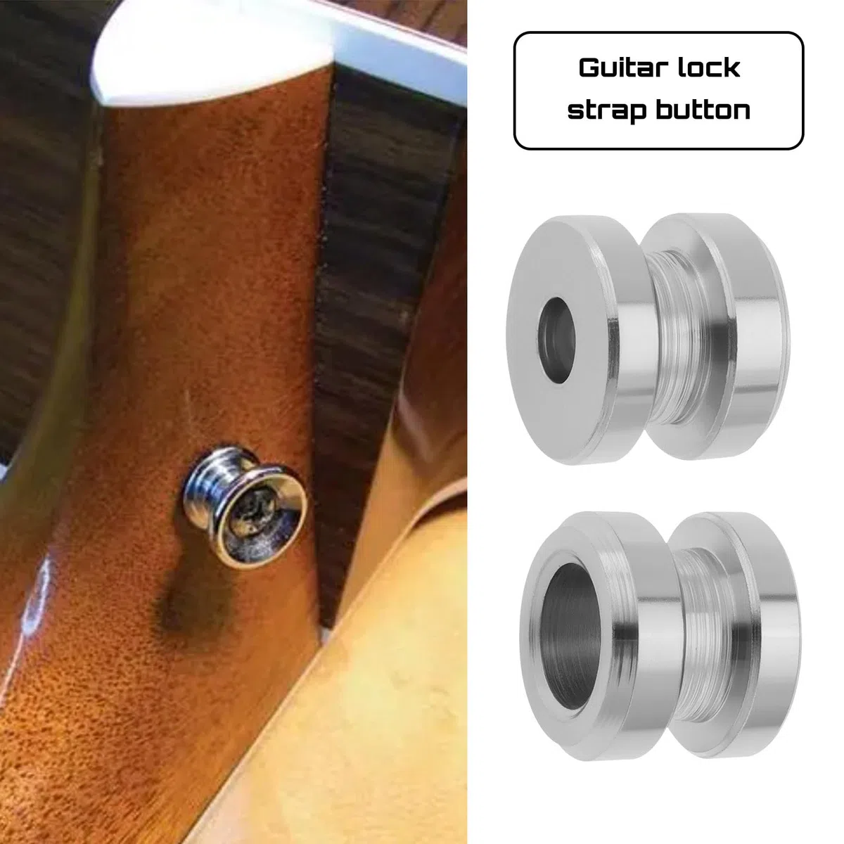 Create idea 2 Paia Di Lucchetti E Pulsanti Per Tracolla Chitarra Lucchetti Sicurezza A Sgancio Rapido Con Viti Di Montaggio Compatibile Con Schaller 11,9x9,9mm Argento