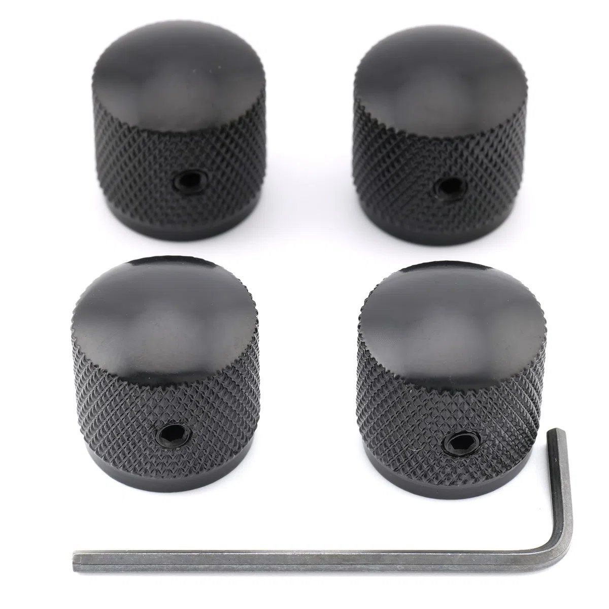 Musiclily Manopole in Metallo Dome Knobs com Vite Laterale Fissaggio per Chitarra Elettrica e Bass, Nero (4 Pezzi)