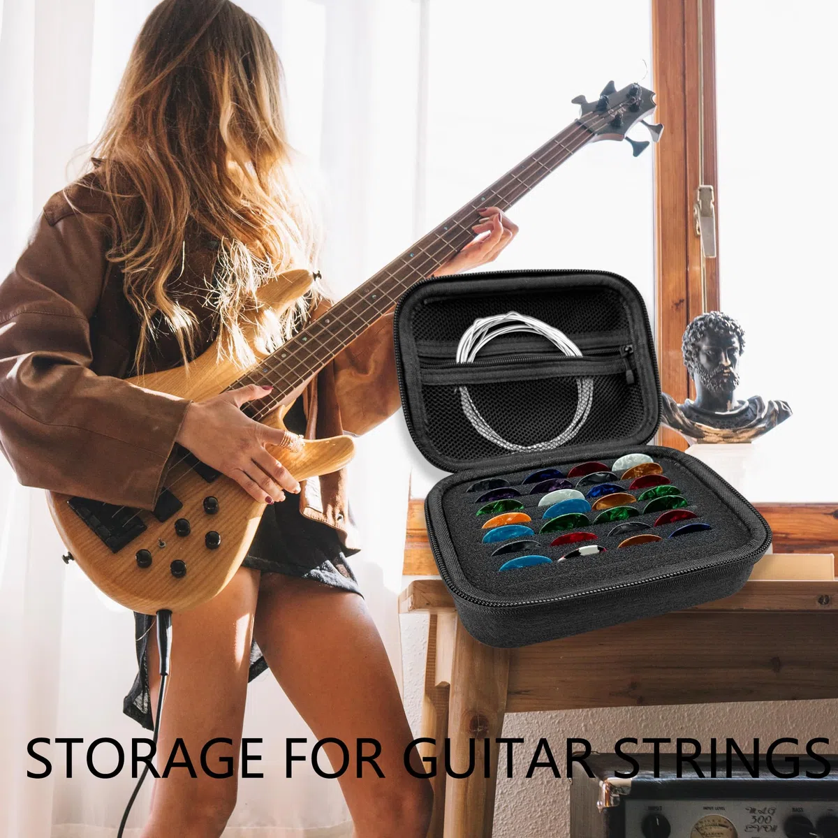 Musiin La custodia per plettro è compatibile con accessori per chitarra Fender Dunlop D'Addario, negozi per corde per chitarra e scatole di varie dimensioni (grigio scuro)
