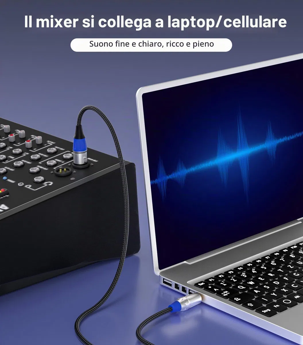 Tisino Cavo XLR Jack 3.5 mm, cavo da XLR femmina a mini jack 3,5 mm per microfono Aux per videocamere, fotocamere DSLR, dispositivo di registrazione per computer e altro ancora - 1M